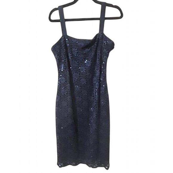 R&M Richards Dresses & Skirts - R & M Richards Luxe Sapphire Blue Lace Sequin Sheath Dress 14 Formal Wedding
